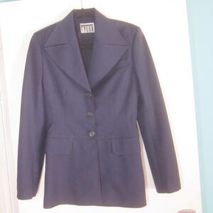 Vintage Richard Tyler Womens Size 6 Navy Blue Classic Blazer Office Business